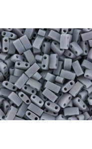 Miyuki half tila 5x2.4mm beads - Opaque cement grey matted ab HTL-498FR